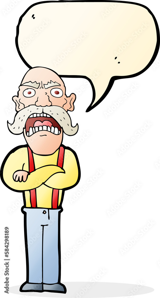 cartoon shocked old man with speech bubble cartoon shocked old man with speech bubble