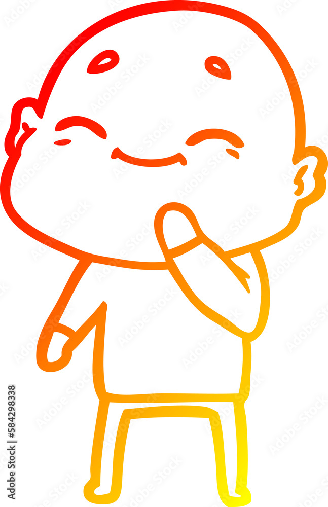 Obraz premium warm gradient line drawing happy cartoon bald man