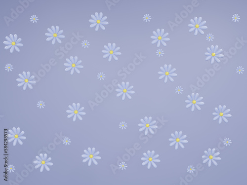 background with flowers, daisy, Flower, pepper, 3D, illustration, cartoon