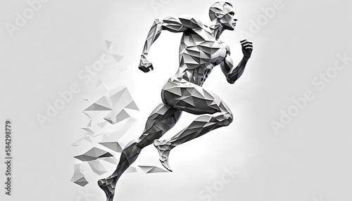 Abstract illustration of a guy running, generative ai