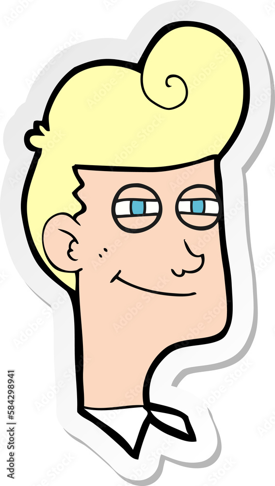 sticker of a cartoon smiling man sticker of a cartoon smiling man