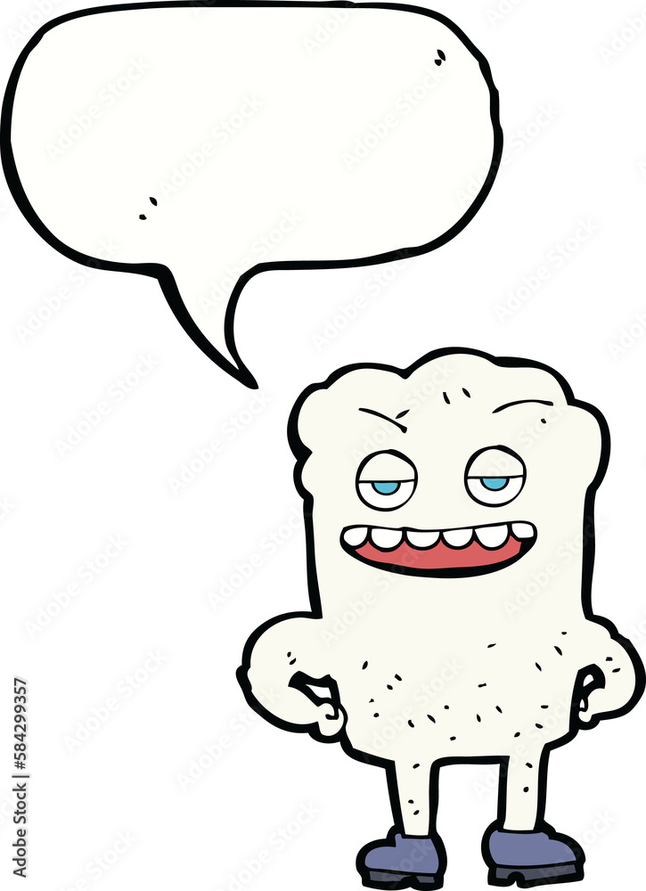 Obraz premium cartoon tooth looking smug with speech bubble