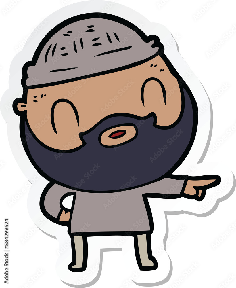 sticker of a cartoon bearded man