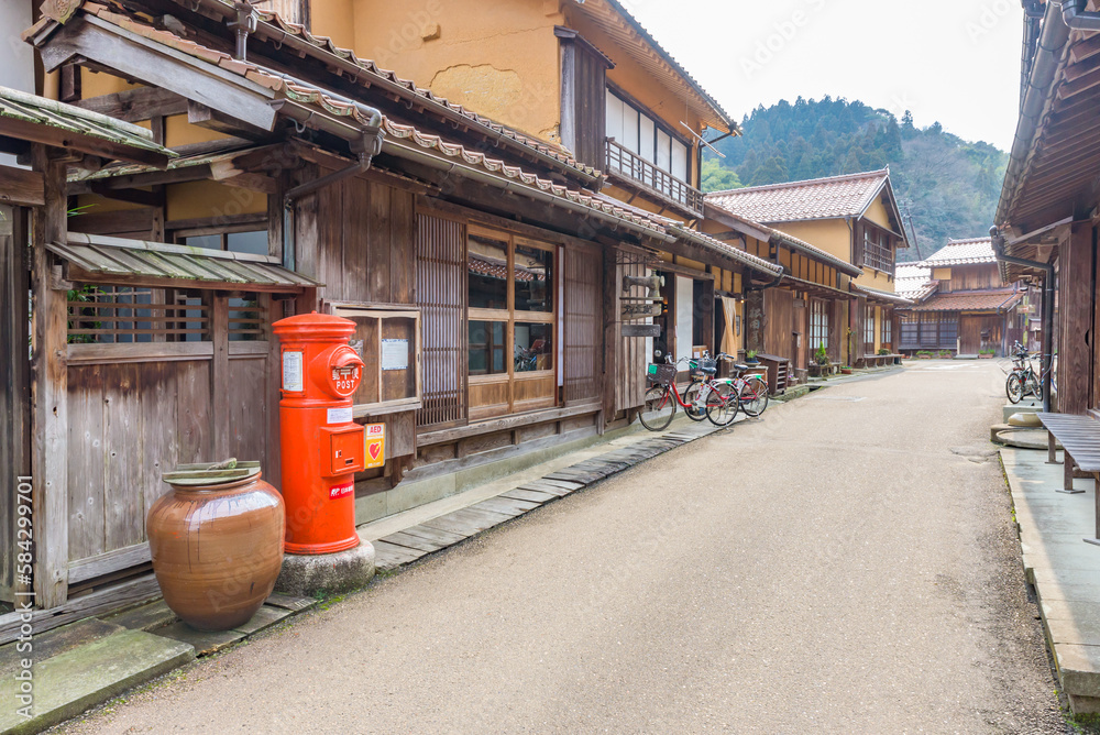 The mining settlement of Omori Ginzan in the Iwami Ginzan Silver Mine, UNESCO World Heritage Site, Shimane Prefecture, Japan. The mining settlement of Omori Ginzan in the Iwami Ginzan Silver Mine, UNESCO World Heritage Site, Shimane Prefecture, Japan.
