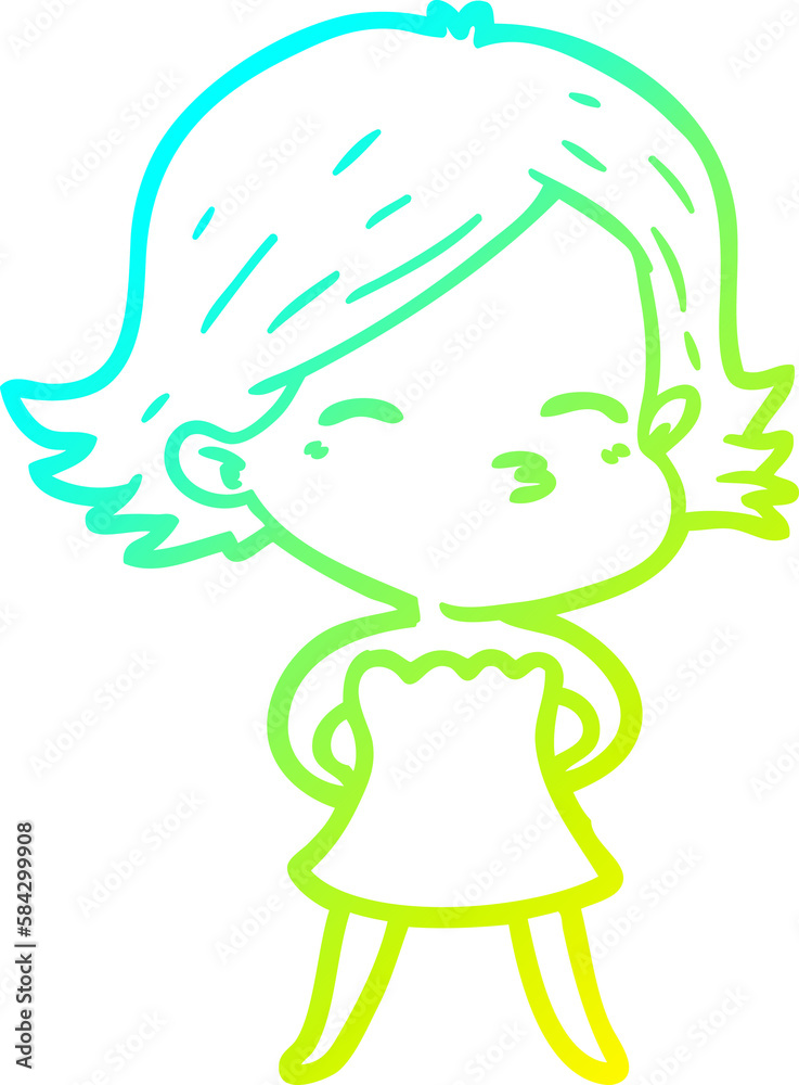 cold gradient line drawing cartoon woman cold gradient line drawing cartoon woman