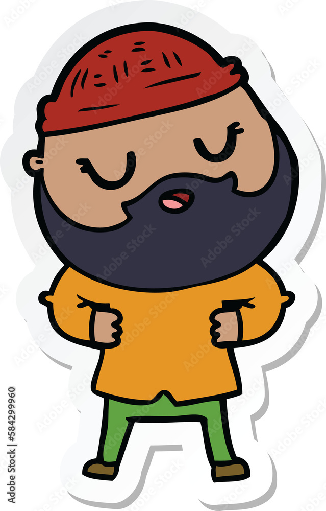 sticker of a cartoon man with beard