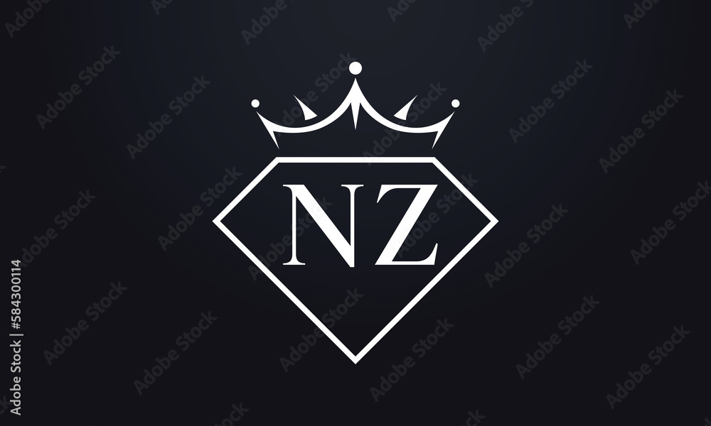 Diamond crown vector. Luxury queen logo for jewelry vector with letters