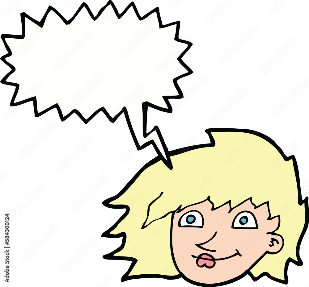cartoon female face with speech bubble cartoon female face with speech bubble