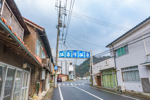 Street view of  Yunotsu Onsen (Yunotsu Hot Spring) in Shimane Prefecture, Japan © Takashi Images