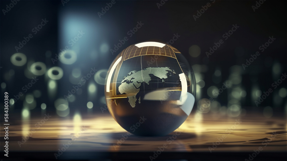 A crystal ball on a table with planet earth in it, future, humanity, life on earth, environment A crystal ball on a table with planet earth in it, future, humanity, life on earth, environment
