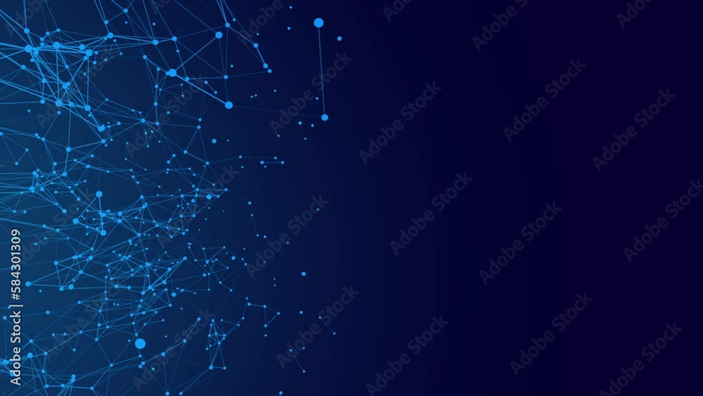 Abstract digital connection moving dots and lines. Technology background. Network connection structure. Plexus effect. 3d. 4K