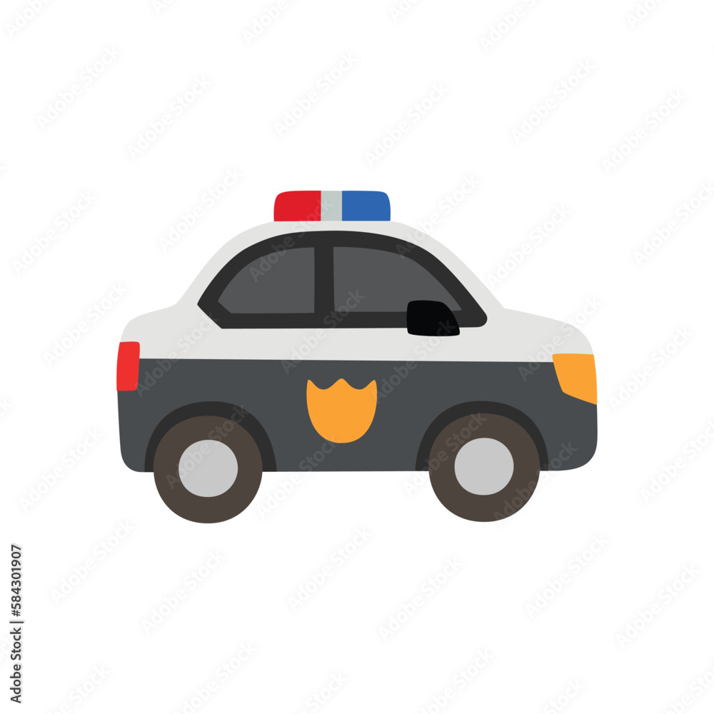 Police Car vector flat icon design. İsolated police car, with emergency light on the top sign design. Police Car vector flat icon design. İsolated police car, with emergency light on the top sign design.