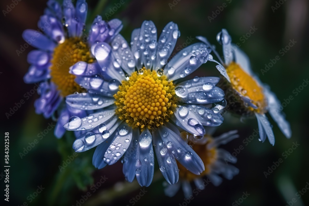 chamomile fresh flower with water droplet, morning dew, generative ai chamomile fresh flower with water droplet, morning dew, generative ai