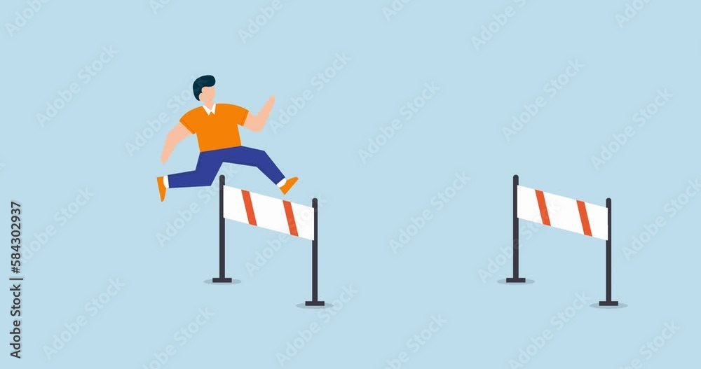 4k animation of experience to overcome challenge and succeed. confidence businessman jump across highest level of hurdles. 4k animation of experience to overcome challenge and succeed. confidence businessman jump across highest level of hurdles.