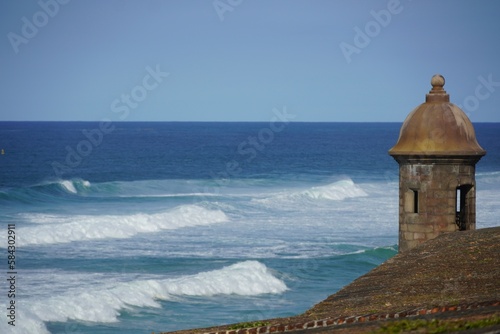 Historic guard tower in Old San Juan, Puerto Rico