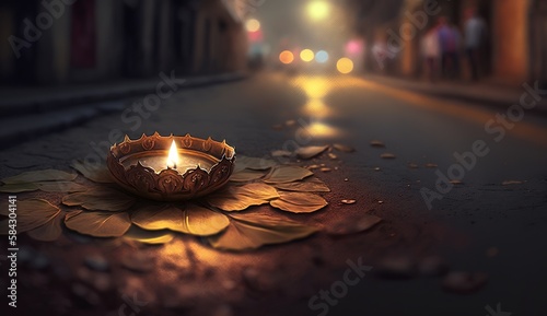 Happy Diwali - Illustration of Diwali Diya, generative ai