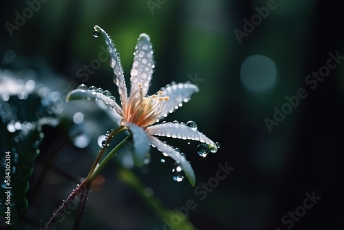 fresh flower with water droplet  morning dew  generative ai