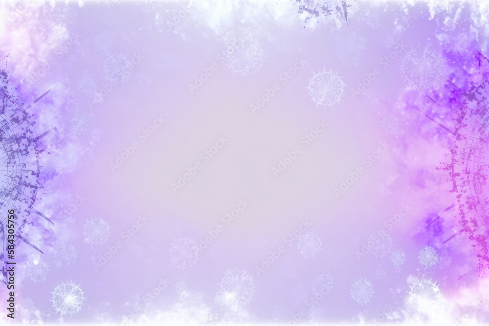 Lilac Mist Background Silhouettes Snowflakes Postcard. Generative AI