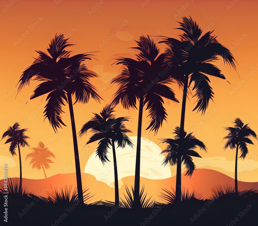 Palmtrees in color Generative AI
