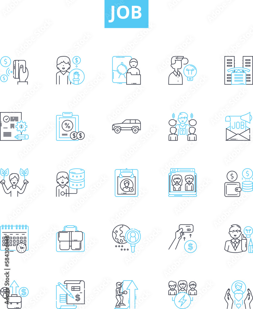 Job vector line icons set. Work, Employment, Profession, Occupation, Task, Employment, Career illustration outline concept symbols and signs