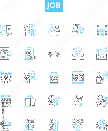 Job vector line icons set. Work, Employment, Profession, Occupation, Task, Employment, Career illustration outline concept symbols and signs