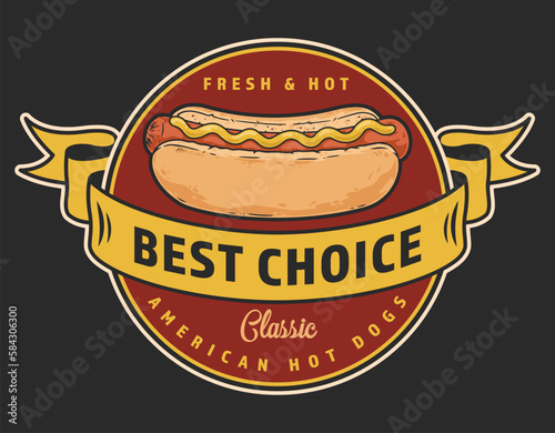 Hot dog colorful vintage sticker