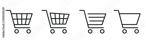 Shopping cart icon set.Shopping cart icon design collection.Vector diferends black shopping cart icons set. Vector illustration in flat stile