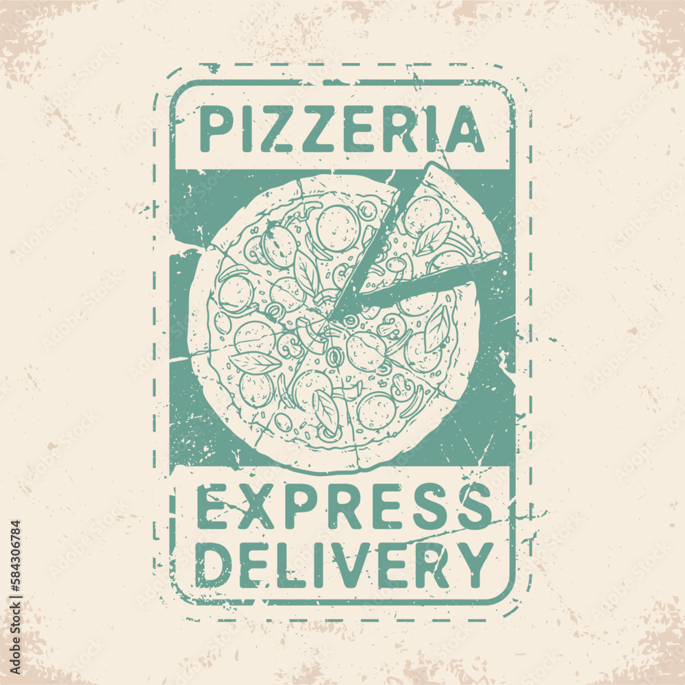 Obraz premium Pizzeria delivery emblem vintage monochrome