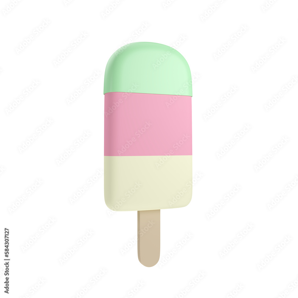mint-coated on strawberry and vanilla ice cream dessert with a popsicle stick in Beach Concept Summer Theme, PNG transparent background, 3D element, 3D illustration mint-coated on strawberry and vanilla ice cream dessert with a popsicle stick in Beach Concept Summer Theme, PNG transparent background, 3D element, 3D illustration