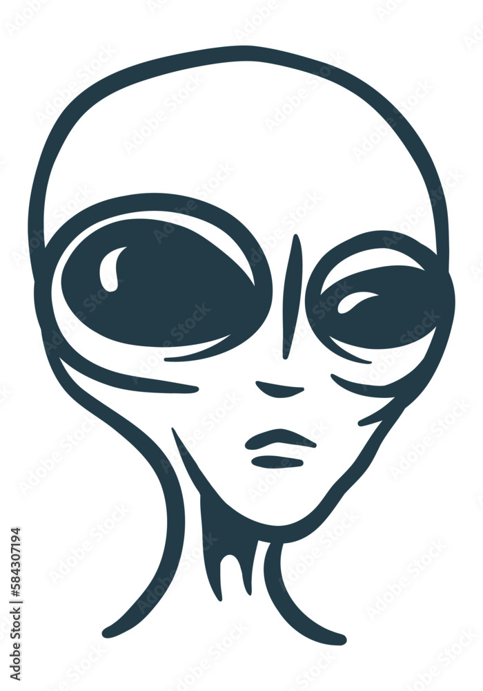 Alien or extraterrestrial head - vector illustration