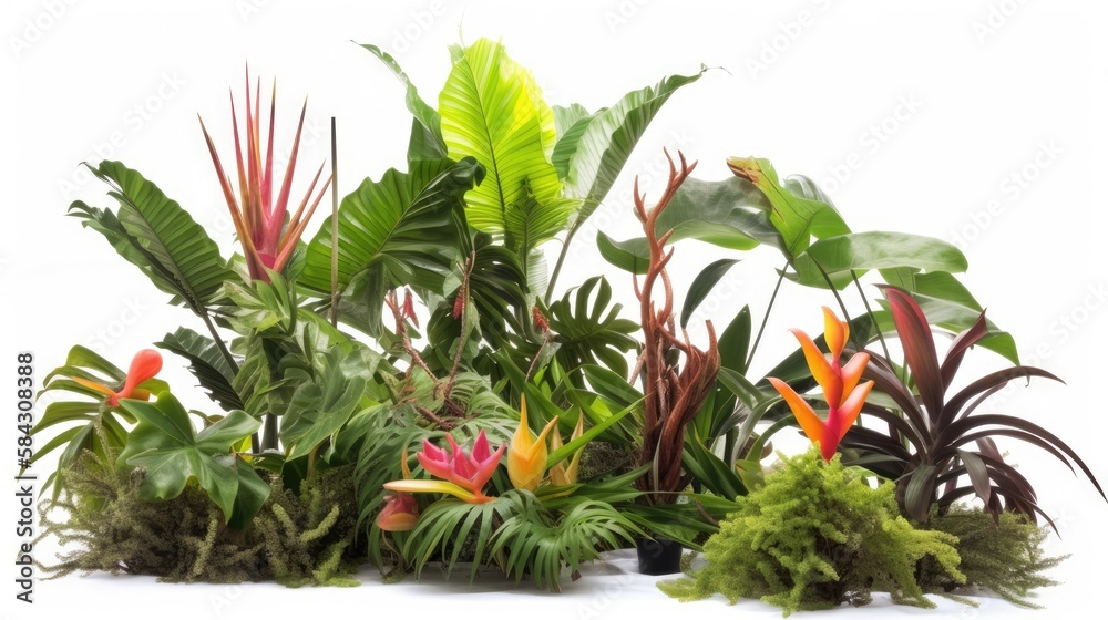 Illustration of beautiful vegetation isolated on white background - Created with Generative ai Illustration of beautiful vegetation isolated on white background - Created with Generative ai