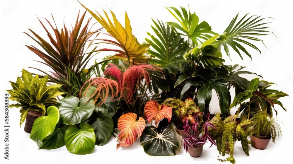Obraz premium Illustration of beautiful vegetation isolated on white background - Created with Generative ai