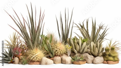 cactus garden isolated on white background - Created with generative ai