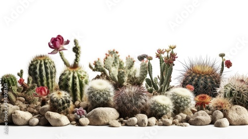 cactus garden isolated on white background - Created with generative ai