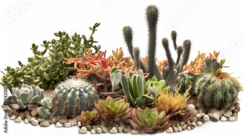 cactus garden isolated on white background - Created with generative ai