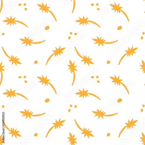 Vector simple abstract seamless pattern with yellow stars isolated on white © rmm