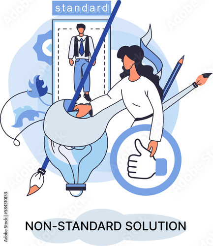 Non standart solution metaphor. Finding decisionss, problem solving. Teamwork, partnership. Working collaboration, corporate cooperation, creativity idea and innovation, colleagues mutual help concept