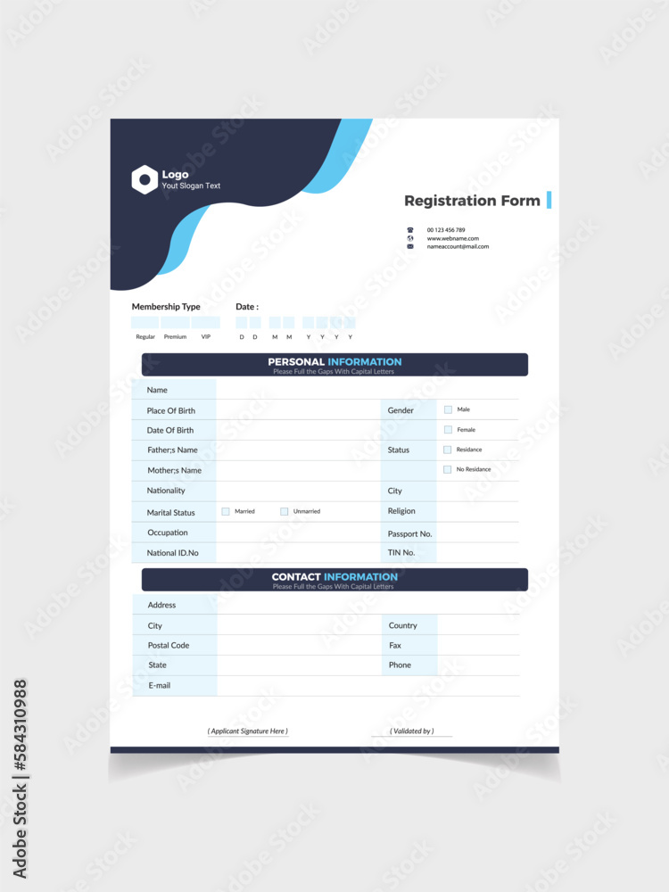 Modern Registration resume Form
Modern Registration resume Form