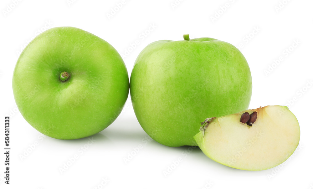 Green apples isolated on the white background Green apples isolated on the white background