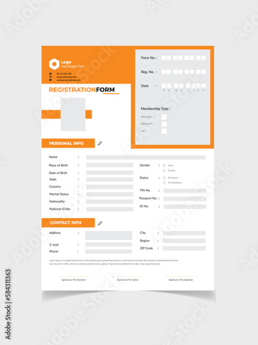 
Modern Registration resume Form	