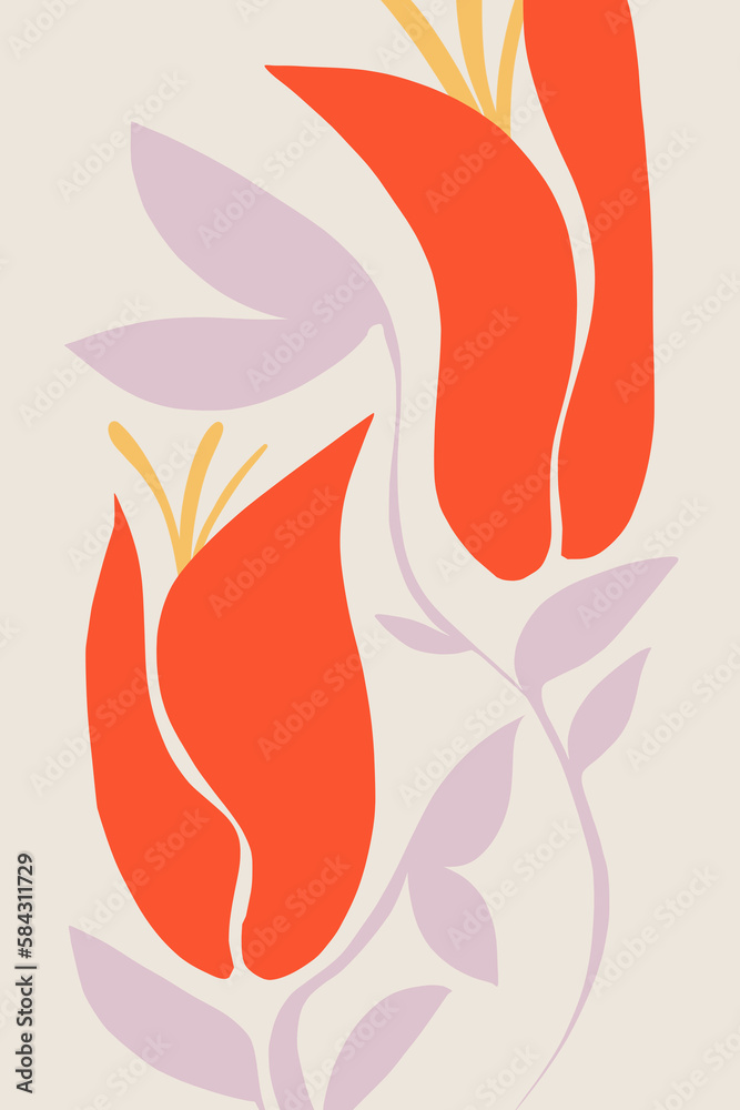 Naklejka premium Printable wall art poster print. Hand drawn minimalism design for scandinavian interior. 