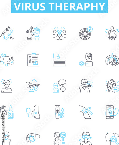 Virus theraphy vector line icons set. Antiviral, Viruscide, Remedial, Vaccine, Bioinhibitor, Prophylactic, Syntropic illustration outline concept symbols and signs