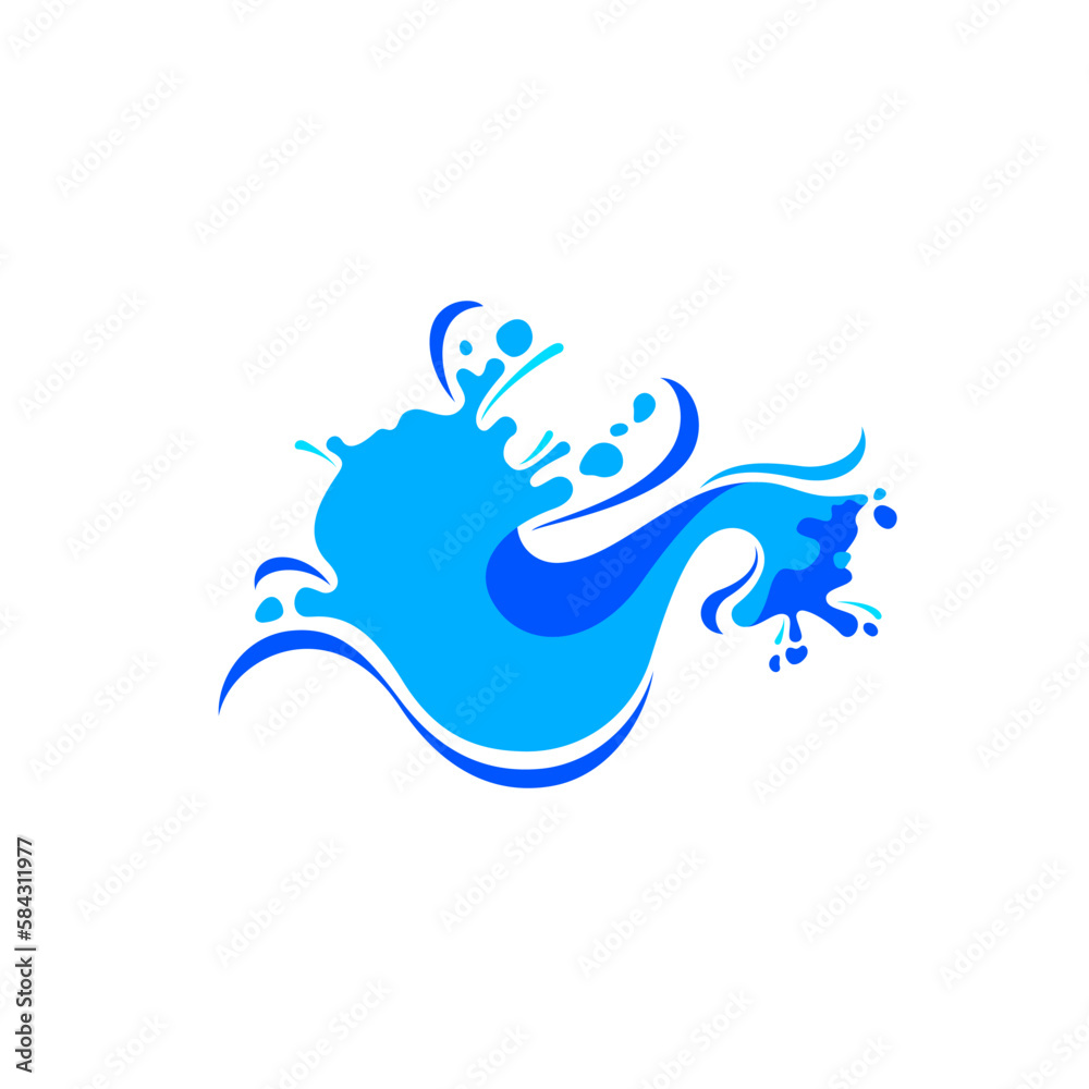 Naklejka premium Water wave for logo, aqua splash symbol, brand liquid sign for your business