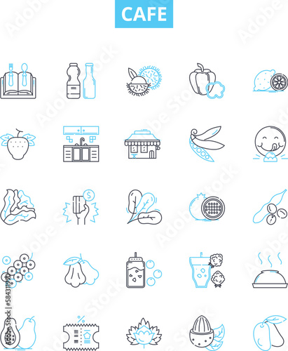Cafe vector line icons set. Cafe, Coffee, Barista, Espresso, Latte, Cappuccino, Frappuccino illustration outline concept symbols and signs
