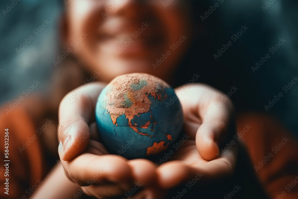 Fototapeta premium Hands holding earth. Generative AI 