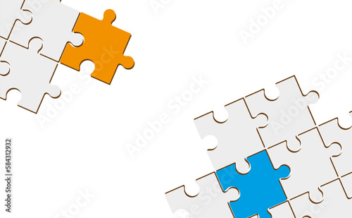 Three puzzle elements connected to each other. Vector drawing.