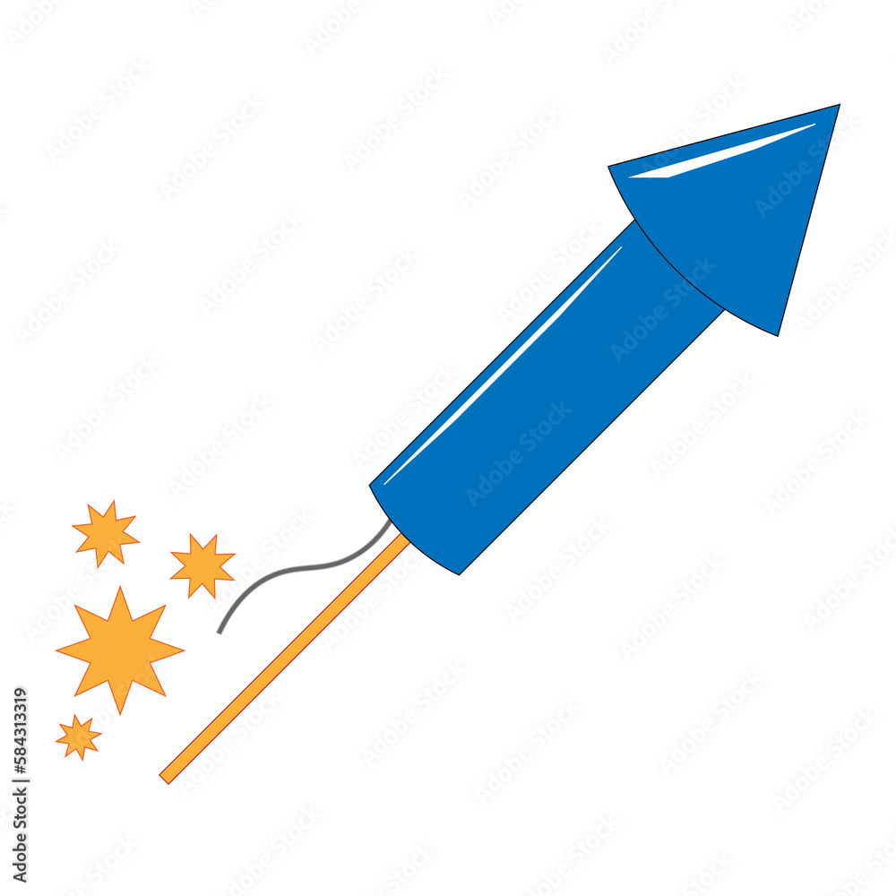 Simple illustration of firework rocket or petard for Christmas holiday Simple illustration of firework rocket or petard for Christmas holiday