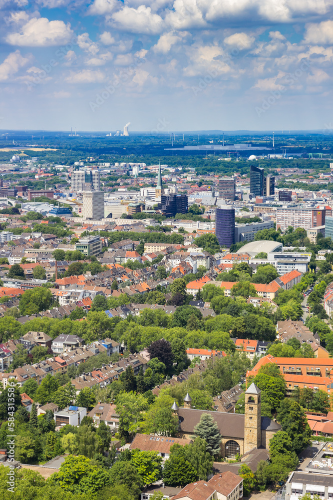 Aerial view of the city center of Dortmund, Germany