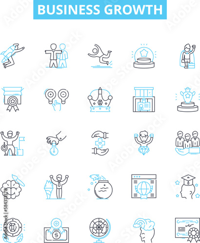 Business growth vector line icons set. Expansion, Prosperity, Expansion, Advancement, Expansion, Development, outburst illustration outline concept symbols and signs