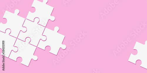 Three puzzle elements connected to each other. Vector drawing.